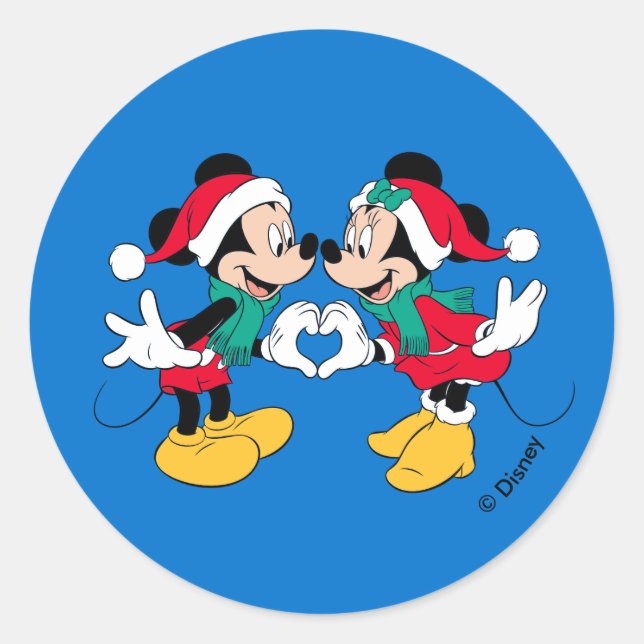 Sticker Rond Mickey & Minnie | Christmas Love (Devant)