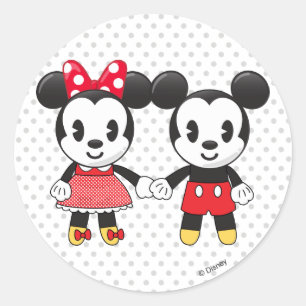 Sticker Rond Mickey & Minnie Holding Mains Emoji