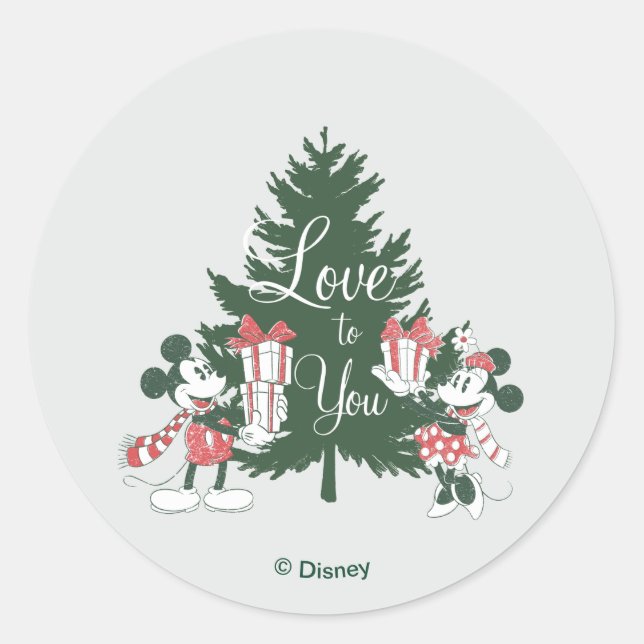 Sticker Rond Mickey & Minnie | L'amour de Noël pour vous (Devant)