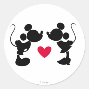 Sticker Rond Mickey & Minnie Mariage   Silhouette