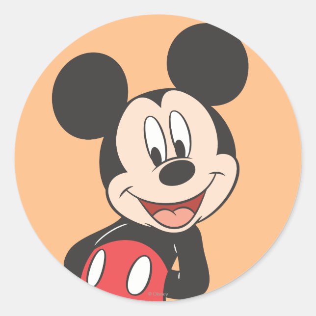 Sticker Rond Mickey moderne | Mains derrière le dos (Devant)