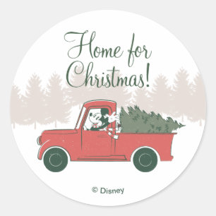 Sticker Rond Mickey Mouse À la maison pour Noël