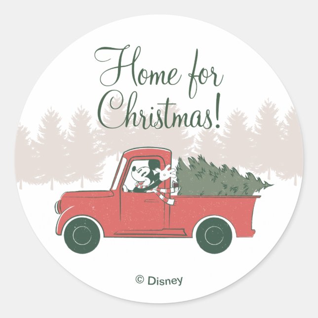 Sticker Rond Mickey Mouse | Accueil pour Noël (Devant)
