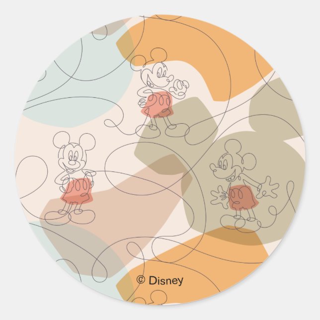 Sticker Rond Mickey Mouse Continuous Line Pattern (Devant)