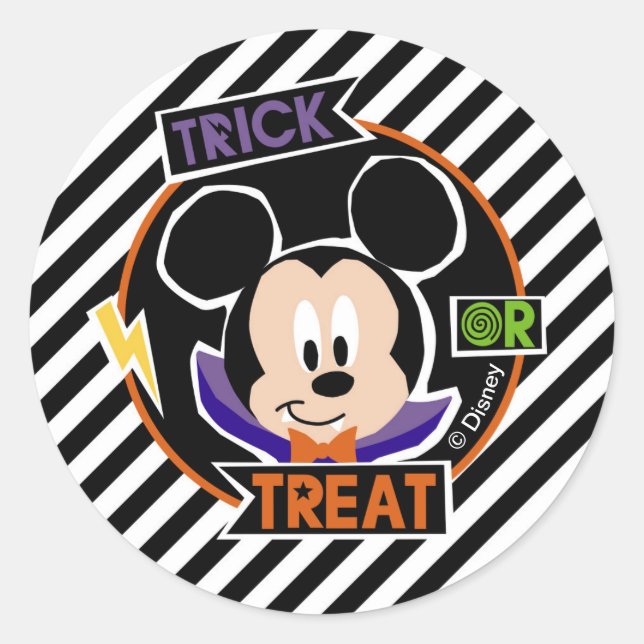 Sticker Rond Mickey Mouse | Fête de l'Halloween ou de l'Hallowe (Devant)