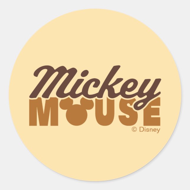 Sticker Rond Mickey Mouse Icon Name Typography (Devant)