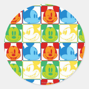 Sticker Rond Mickey Mouse Motif Pop Art