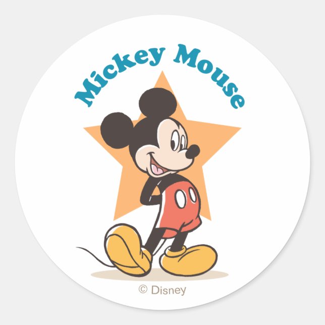 Sticker Rond Mickey Mouse Star Name Graphic (Devant)