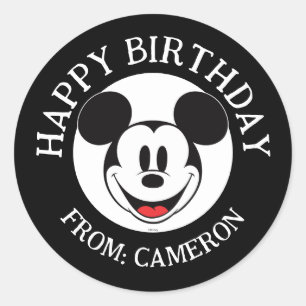 Sticker Rond Mickey Souris Joyeux anniversaire