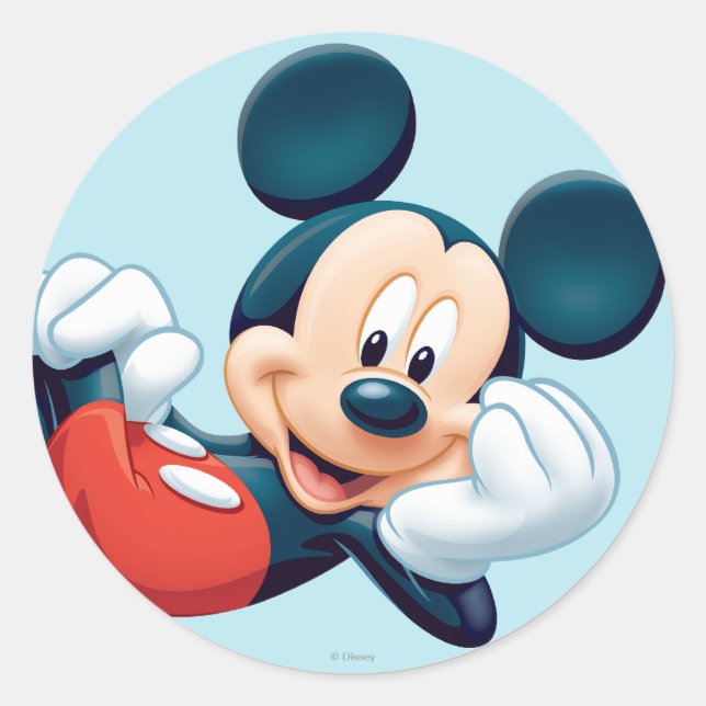 Sticker Rond Mickey Souris Posée (Devant)