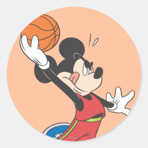 Sticker Rond Mickey sportif Basket-ball en dunk