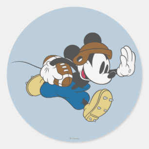 Sticker Rond Mickey sportif Course avec le football