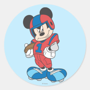 Sticker Rond Mickey sportif Pose de football américain