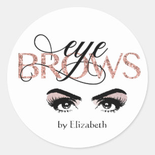 Sticker Rond Micro-filetage rose à sourcils d'or