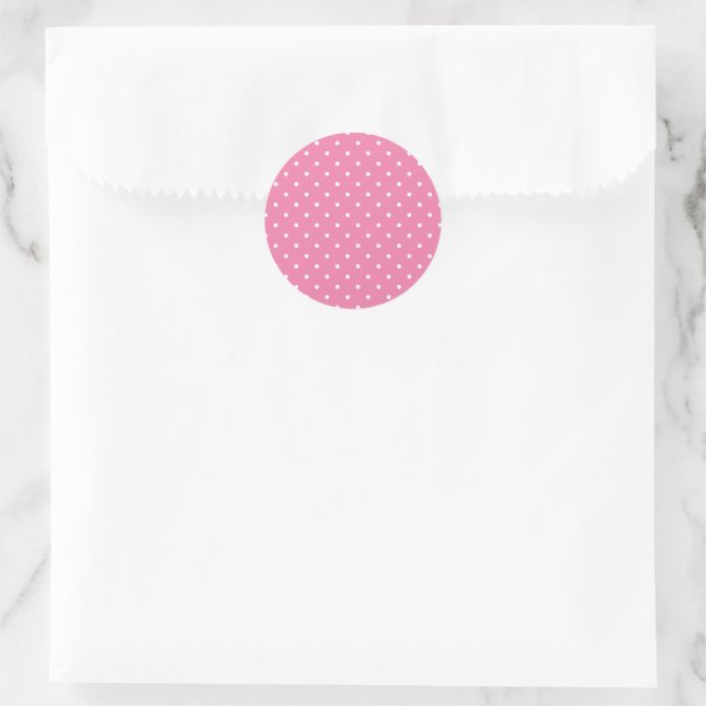 Sticker Rond Micro Polka Dot White - Fuchsia Pink (Sac)