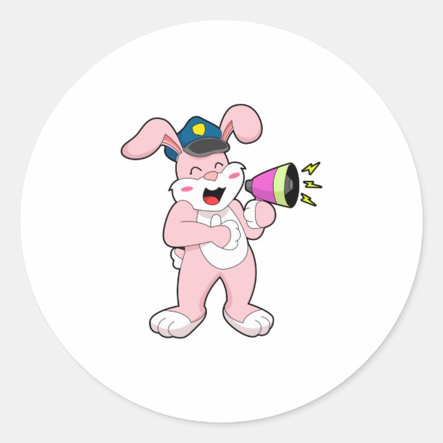 Sticker Rond Microphone de l'officier de police de Rabbit (Devant)