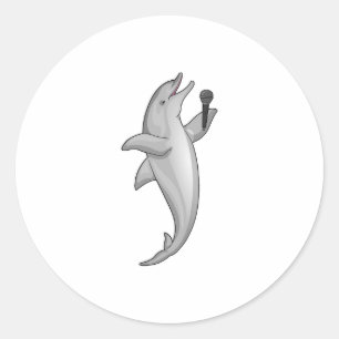 Sticker Rond Microphone Dolphin Singer