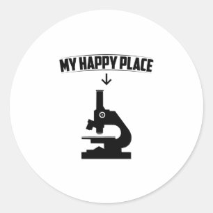 Sticker Rond Microscope Mon Endroit Heureux   Idée cadeau des b