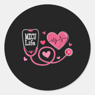 Sticker Rond Micu Nurse Hearts Saint Valentin Médicale Intensiv