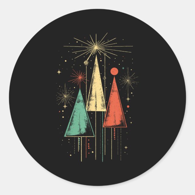 Sticker Rond Mid Century Modern Christmas  (Devant)