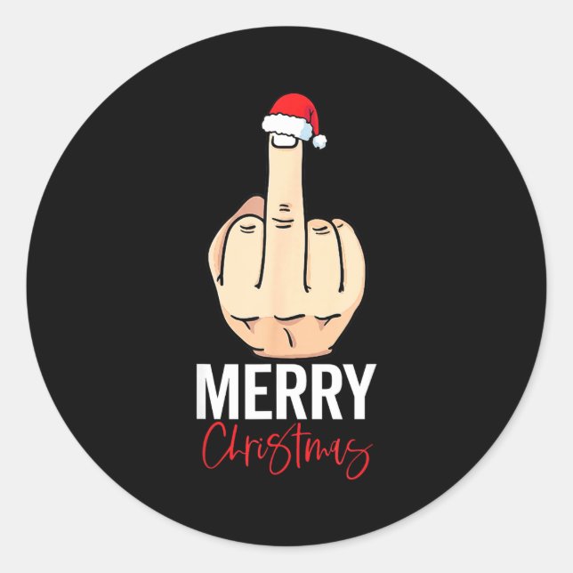 Sticker Rond Middle Finger Merry Christmas  (Devant)