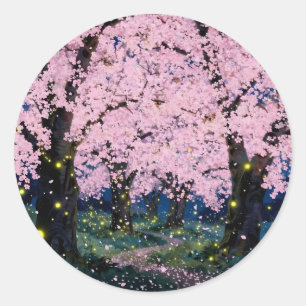 Sticker Rond Midnight Bloom – Art Floral Foncé Classique Rond