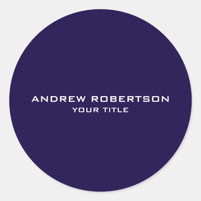 Sticker Rond Midnight Blue Plain Elegant Minimalist Simple (Devant)