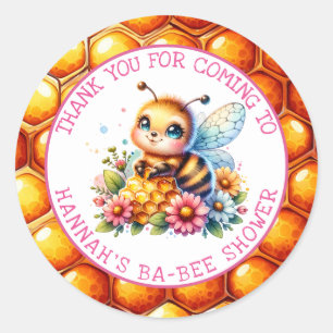 Sticker Rond Miel abeille thème Baby shower de fille