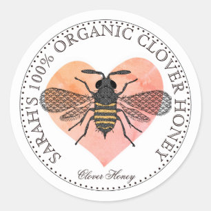 Sticker Rond Miel Bee Confectionné Maison Jar de Miel