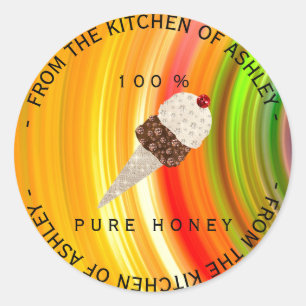 Sticker Rond Miel Circulaire Maison De Cuisine Nom Sucres