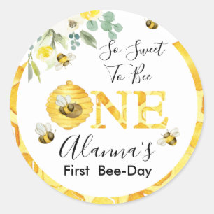 Sticker Rond Miel floral Abeille Premier jour d'abeille Anniver
