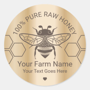 Sticker Rond Miel Jar Bee Miel Apiary Beekeeper Farm Or