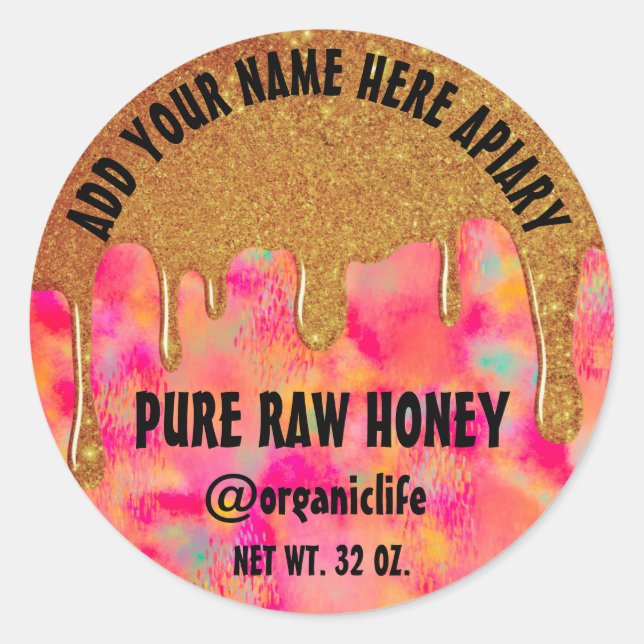 Sticker Rond Miel Jar Honeybee Honeycomb Gold Drivers (Devant)