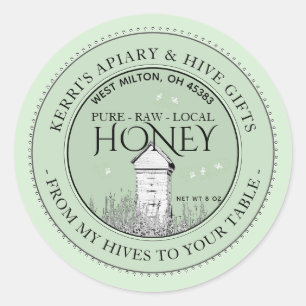 Sticker Rond Miel local cru de mes ruches à votre table