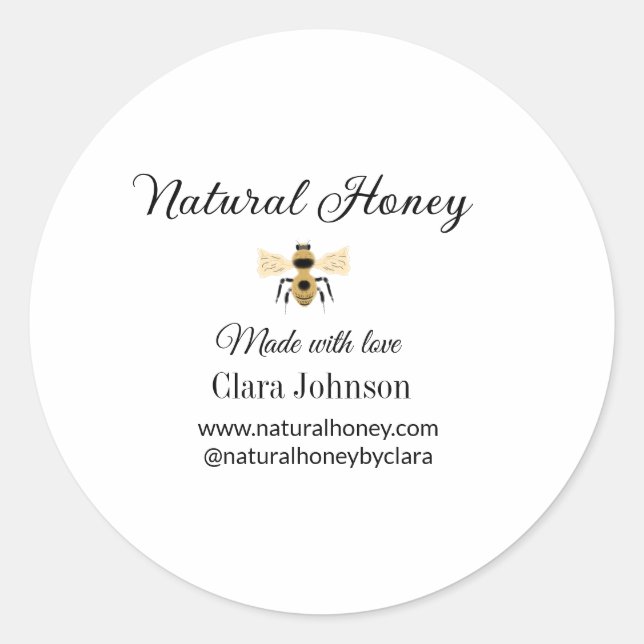 Sticker Rond miel naturel abeille fait maison miel nid d'abeill (Devant)