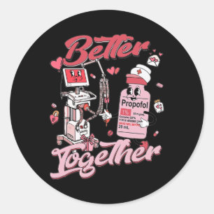 Sticker Rond Mieux ensemble Er Ed Infirmière Saint-Valentin Urg