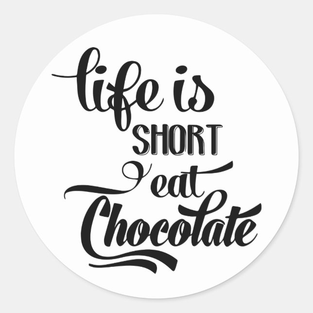 Sticker Rond Mignon Accro au Chocolat Amour Chocolat Mariage Fê (Devant)