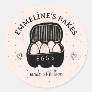 Sticker Rond Mignon boulanger à domicile Cook Illustrated rose