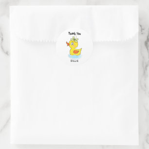 Sticker Rond Mignon Canard Jaune en Caoutchouc Drôle Nom Person
