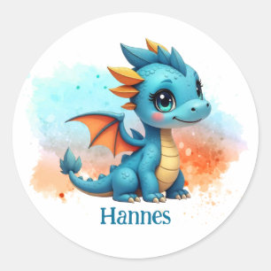 Sticker Rond Mignon cerf-volant bleu-orange