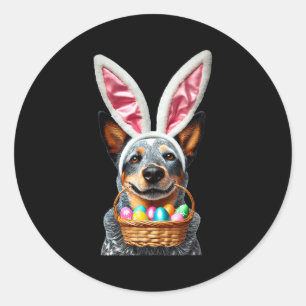 Sticker Rond Mignon chien de bétail australien oreille de lapin
