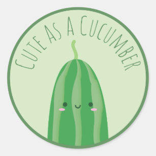 Sticker Rond Mignon comme concombre Cutecumber drôle