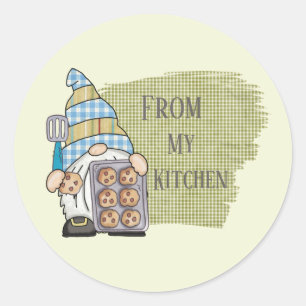 Sticker Rond mignon de cuisine gnome cuisine biscuit