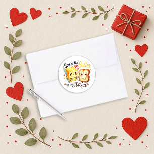 Sticker Rond Mignon design kawaii beurre et pain amour