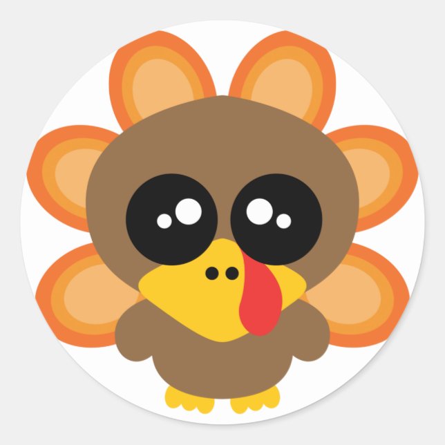 Sticker Rond 🦃 mignon dinde garçon 2.0 / action de grâces (Devant)