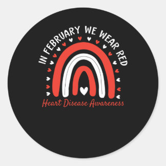 Sticker Rond Mignon En février Nous Portons Le Rouge Combattant