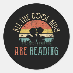 Sticker Rond mignon enfants cool lecture art