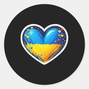 Sticker Rond Mignon fan ukrainien Bynner Drapeau ukrainien Cœur