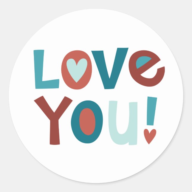 Sticker Rond Mignon Je t'aime Valentine (Devant)