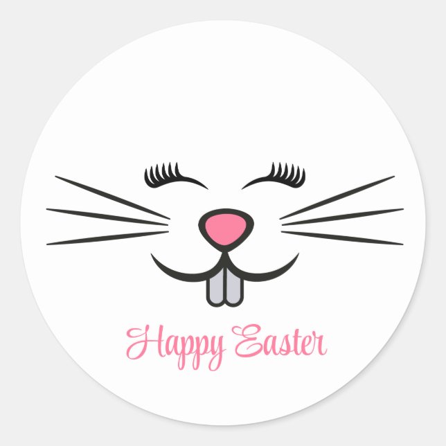 Sticker Rond mignon lapin de Pâques ajouter du texte (Devant)